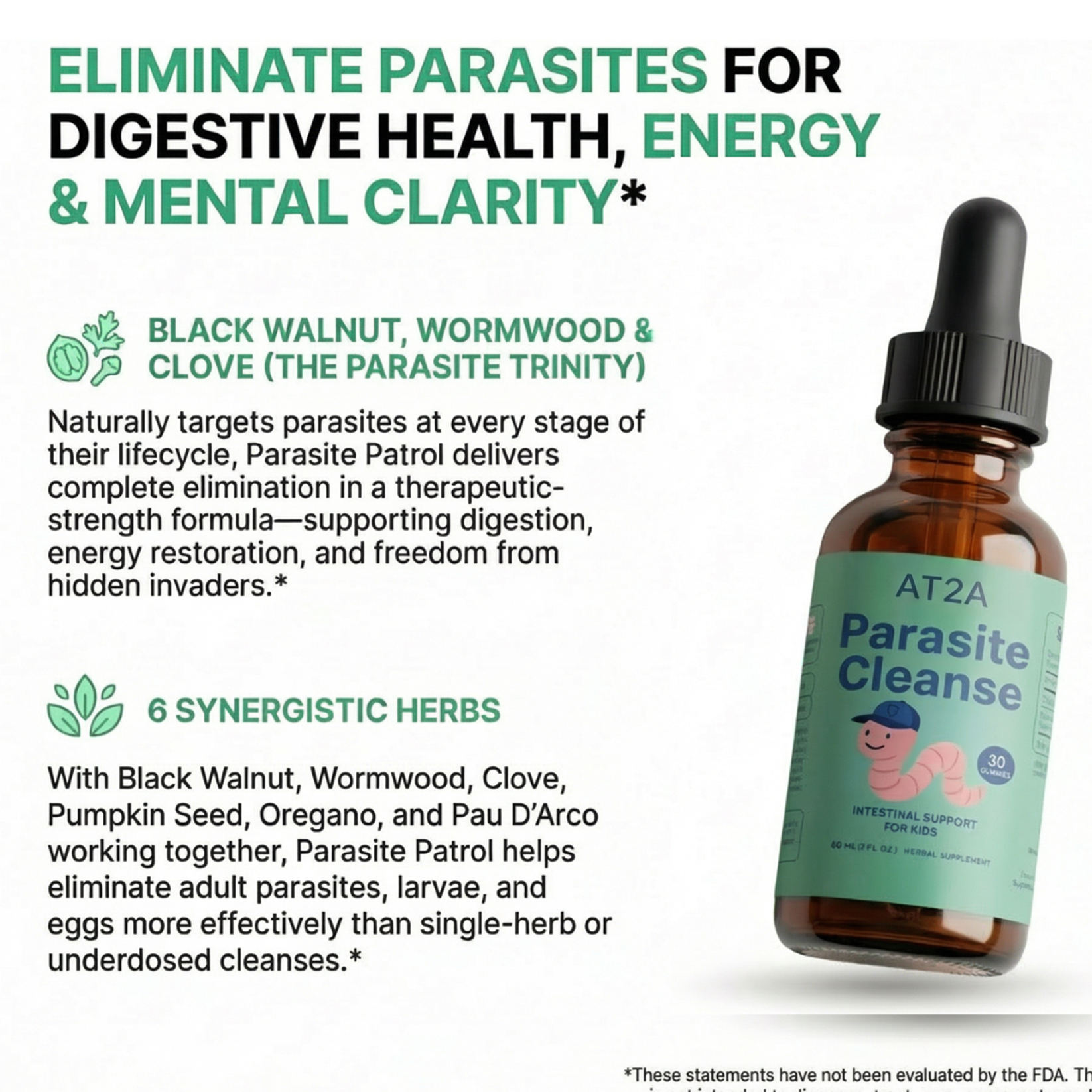 AT2A Black Walnut Wormwood Clove Parasite Cleanse